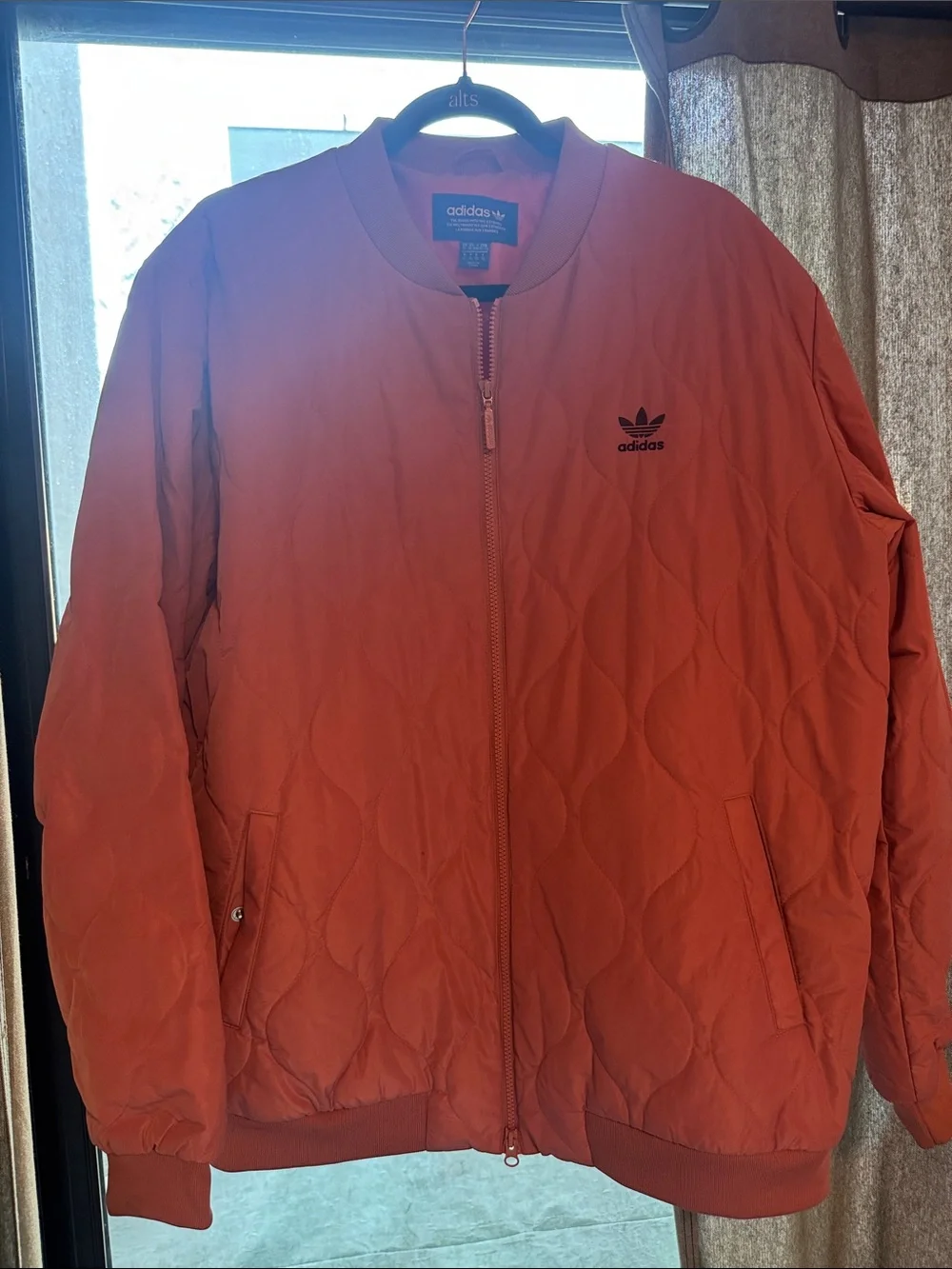 adidas Quilted Bomber Jacket in Baby Pink - Picture 3 of 7